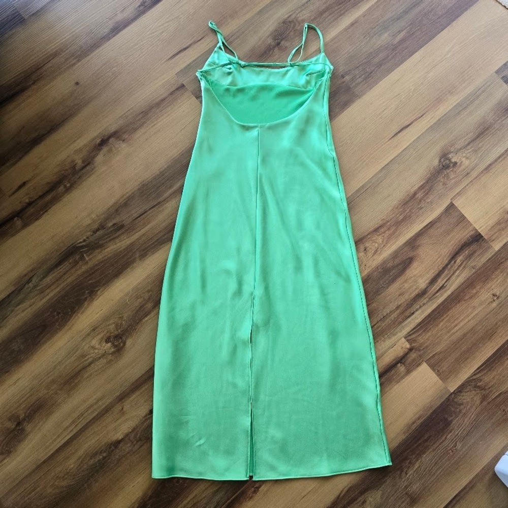 Zara Mint Green Satin Midi Slip Camisole Dress Backless Strappy Womens S Chic - Picture 13 of 16